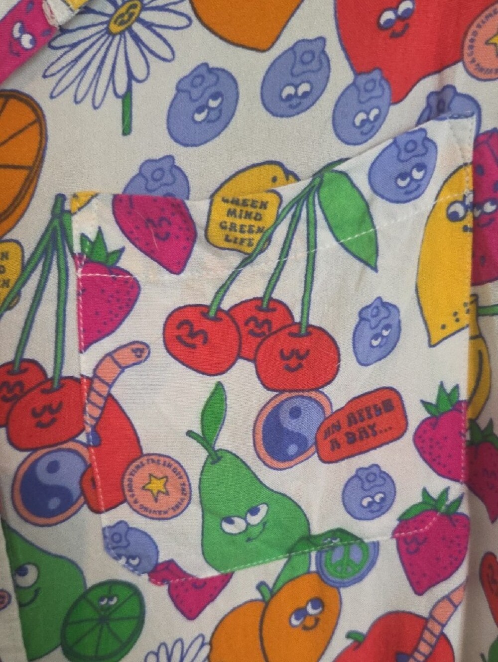 ALIVE Multicolor Fruit-Print Short Sleeve Button-Down Shirt - Picture 5 of 7